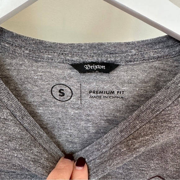 Brixton Gray Short Sleeve Tee with Logo SZ Small - Picture 6 of 8